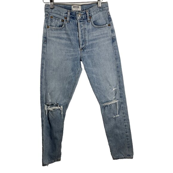 Agolde Jamie High-Rise Distressed Jeans Womens Size 24 - Picture 2 of 13
